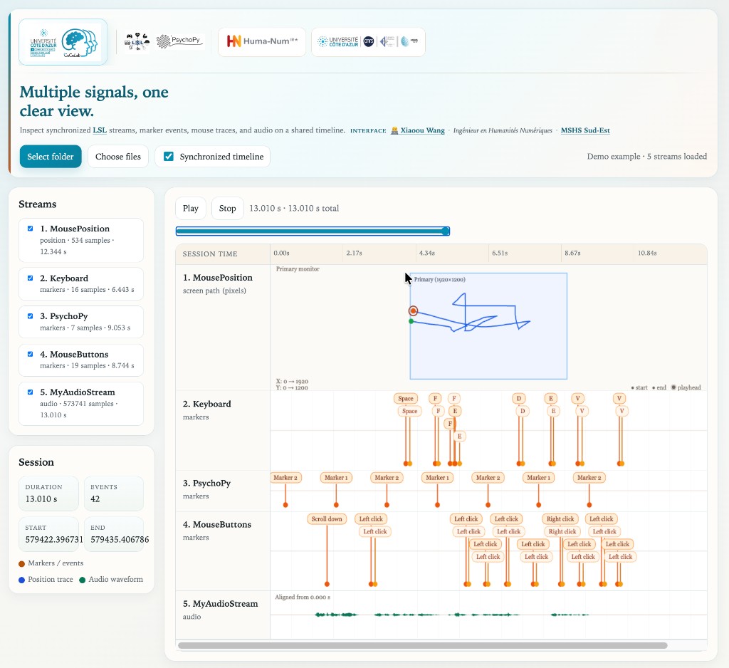 Capture d'écran de Multimodal LSL Explorer