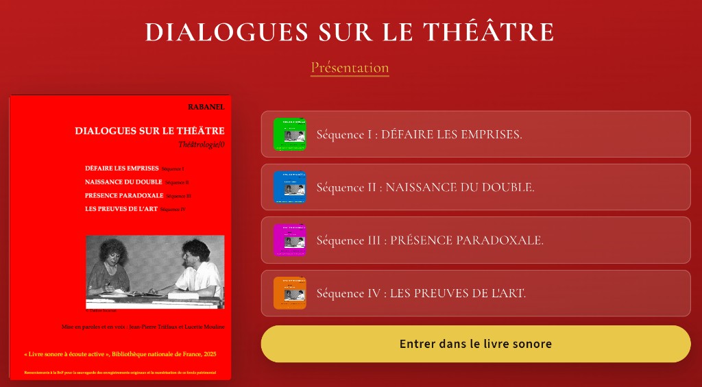 Capture d'écran du livre sonore Dialogues sur le théâtre